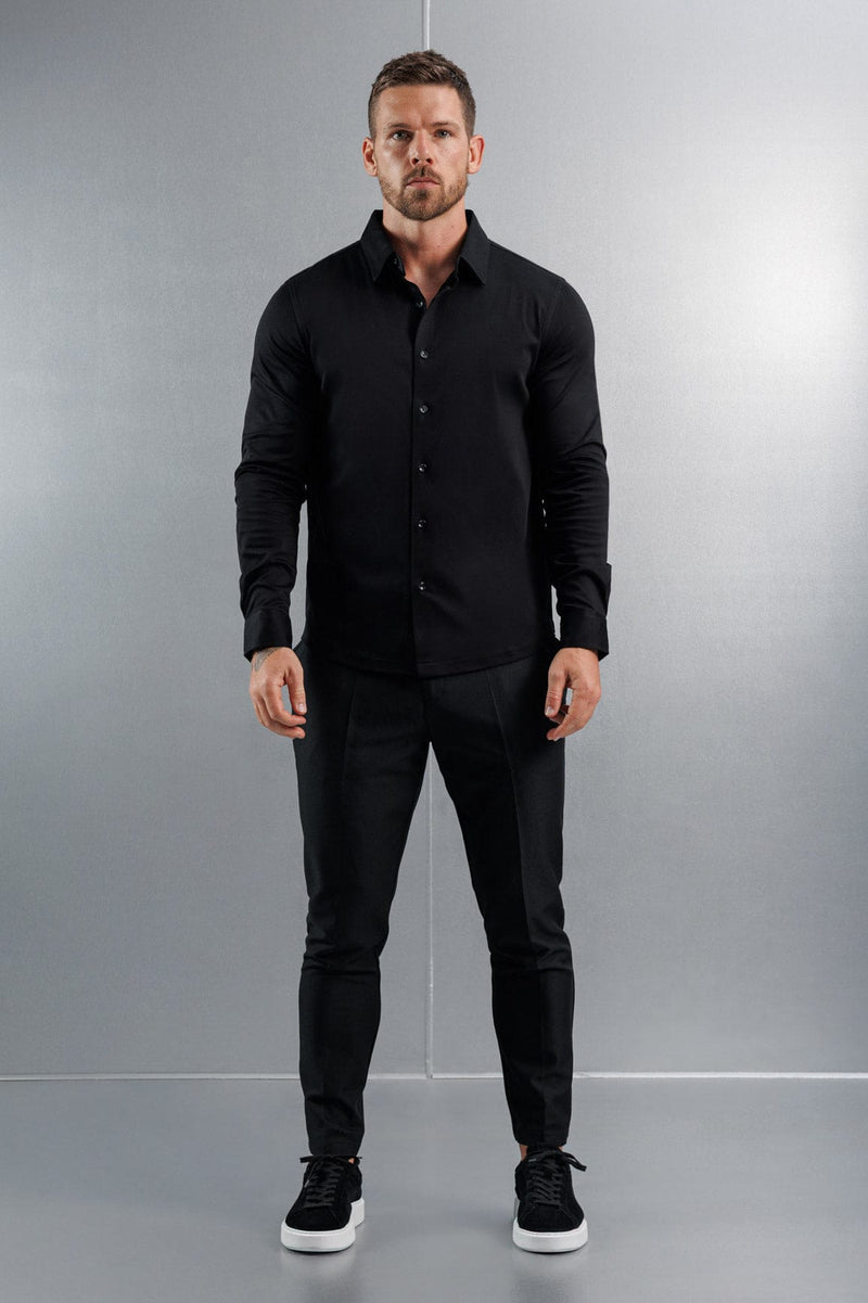 LUXE MERCERISED DRESS SHIRT - BLACK