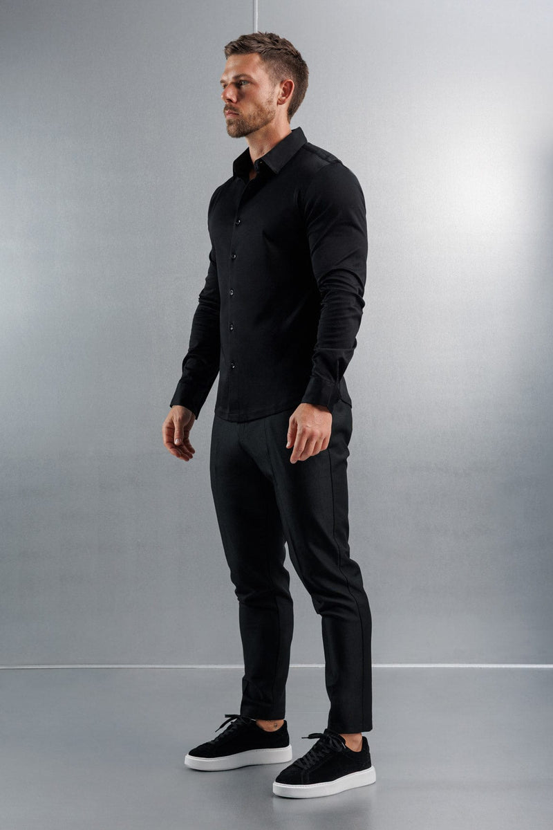 LUXE MERCERISED DRESS SHIRT - BLACK