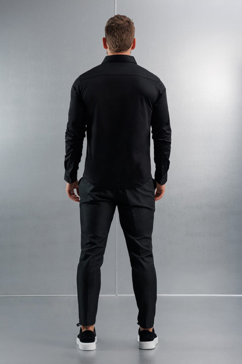 LUXE MERCERISED DRESS SHIRT - BLACK