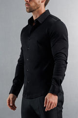 LUXE MERCERISED DRESS SHIRT - BLACK