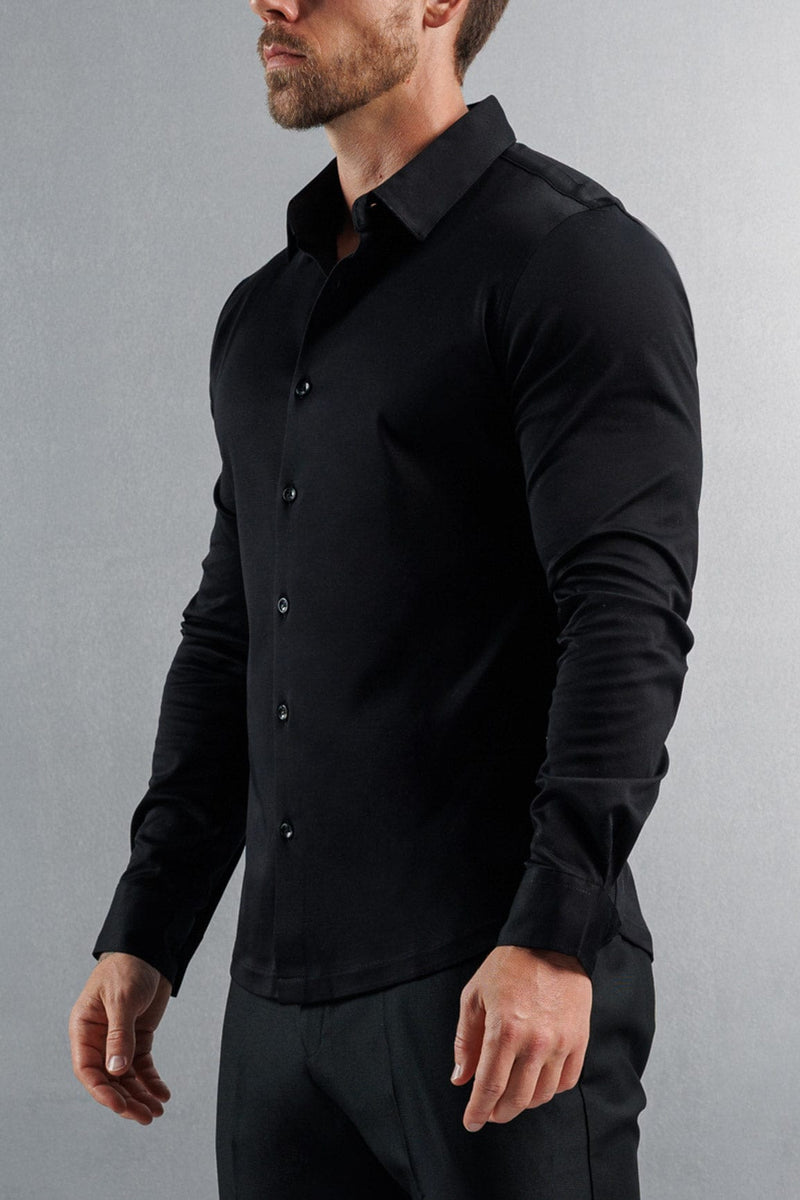 LUXE MERCERISED DRESS SHIRT - BLACK
