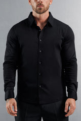 LUXE MERCERISED DRESS SHIRT - BLACK