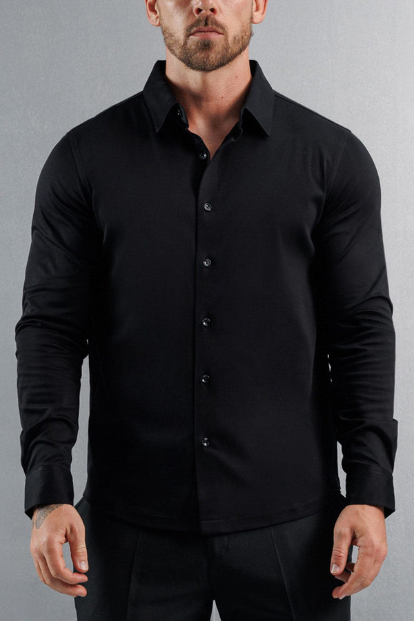LUXE MERCERISED DRESS SHIRT - BLACK