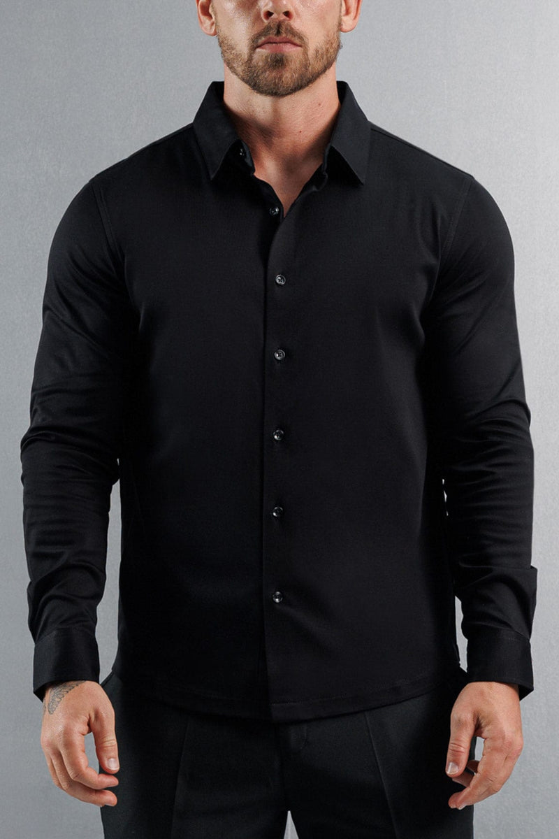 LUXE MERCERISED DRESS SHIRT - BLACK