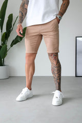 slim chino short -Beige