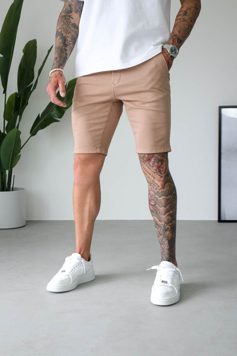 slim chino short -Beige