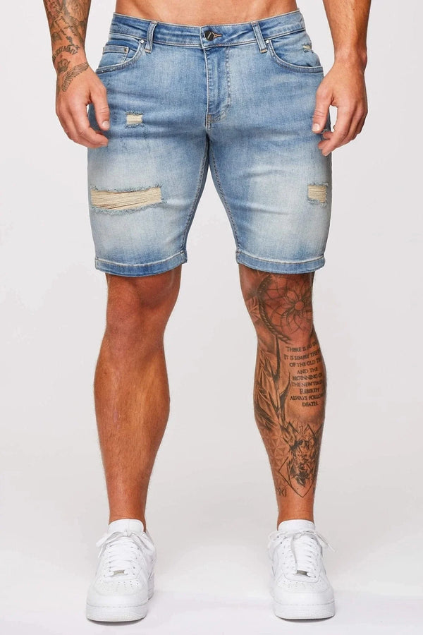 DENIM SHORT - STRONG WASH MID BLUE