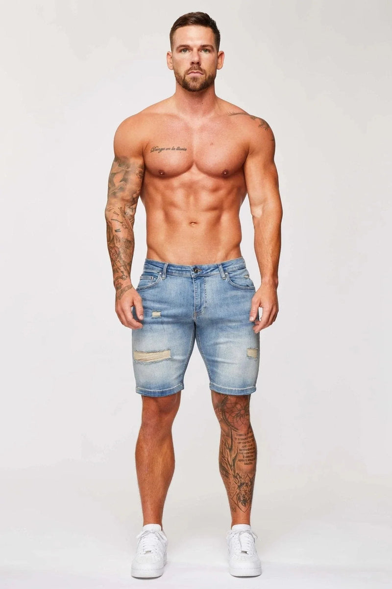 DENIM SHORT - STRONG WASH MID BLUE
