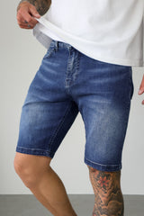 SLIM DENIM SHORT - DARK INDIGO FADE