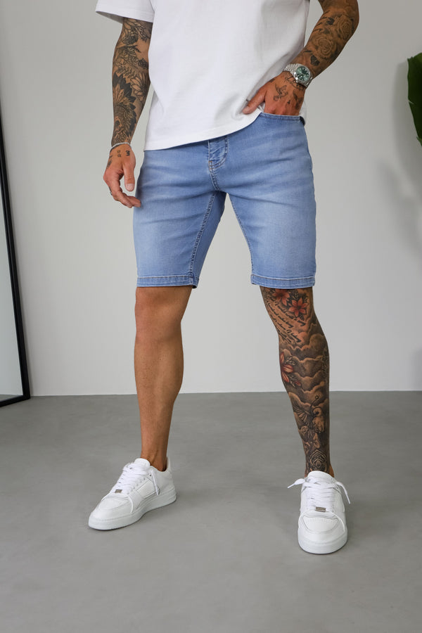 SLIM DENIM SHORT - LIGHT BLUE