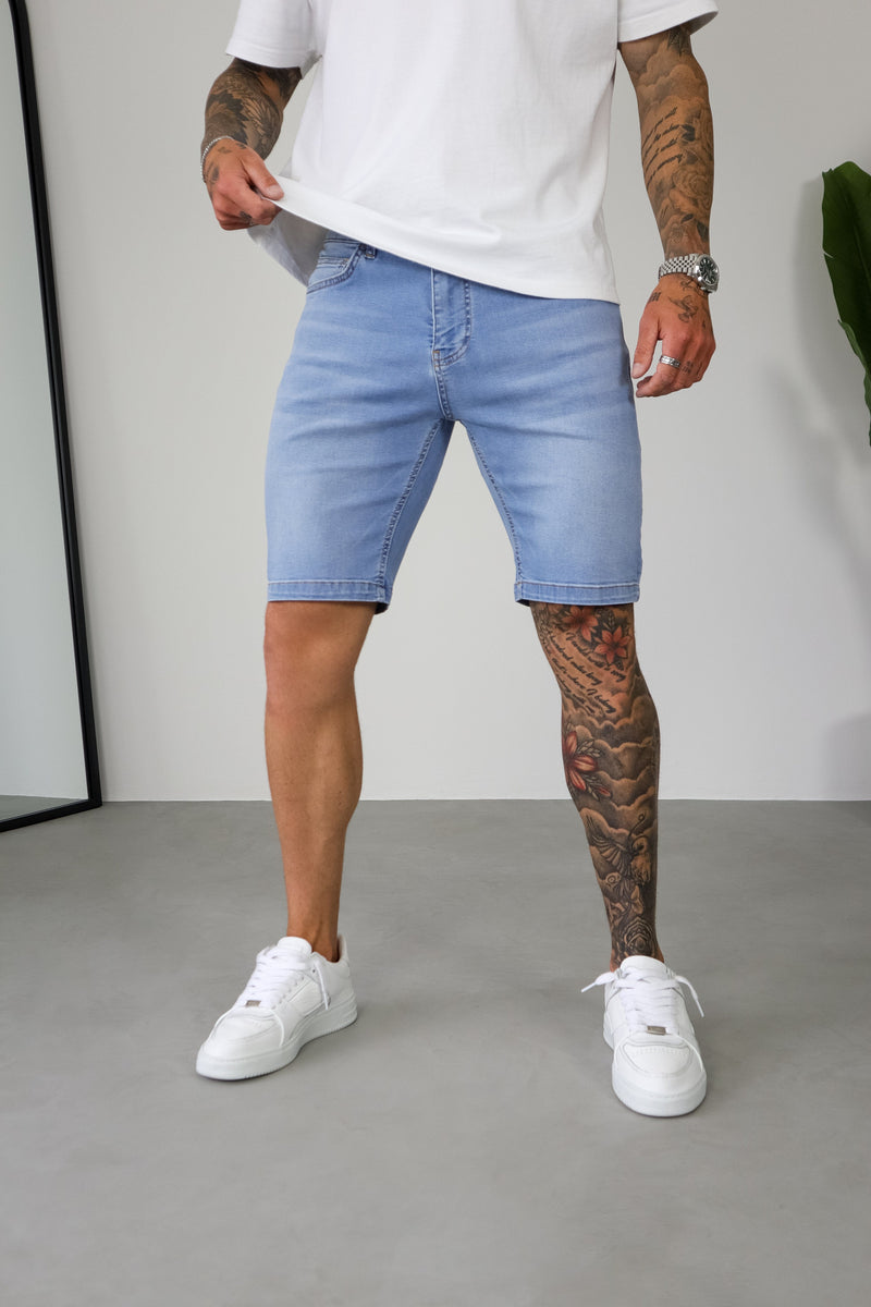 SLIM DENIM SHORT - LIGHT BLUE