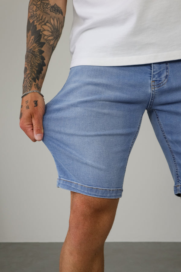 SLIM DENIM SHORT - LIGHT BLUE