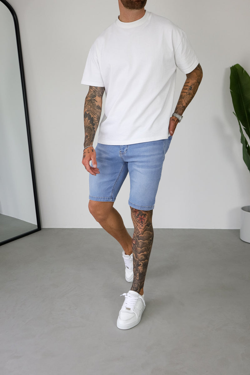 SLIM DENIM SHORT - LIGHT BLUE