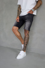 SLIM DENIM SHORT - WASHED GREY