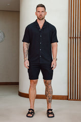 TEXTURED SHORTS - BLACK