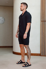 TEXTURED SHORTS - BLACK