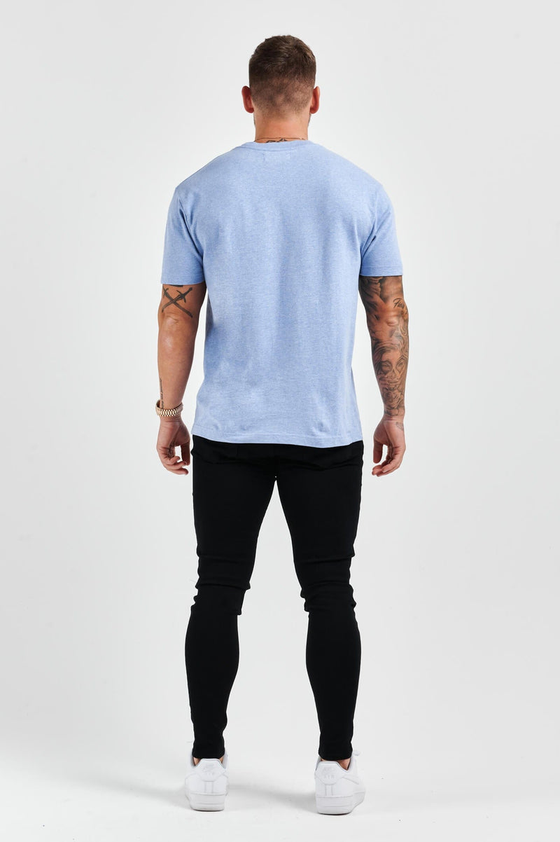 PREMIUM BASICS T-SHIRT (NO LOGO) - LIGHT BLUE MARL