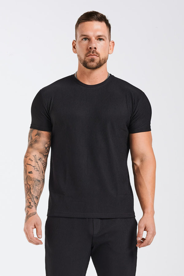 PLEATED T-SHIRT - BLACK