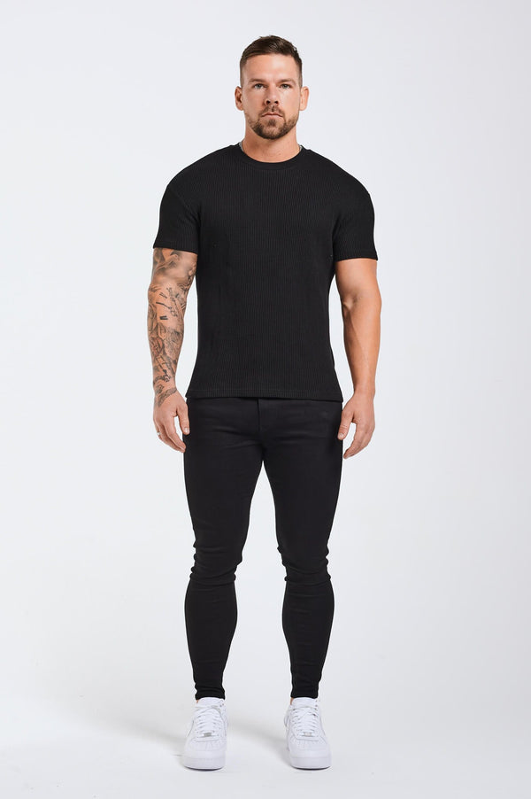 PLEATED T-SHIRT - BLACK