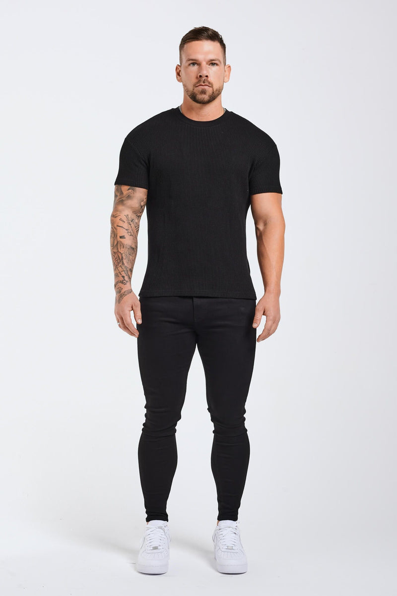 PLEATED T-SHIRT - BLACK