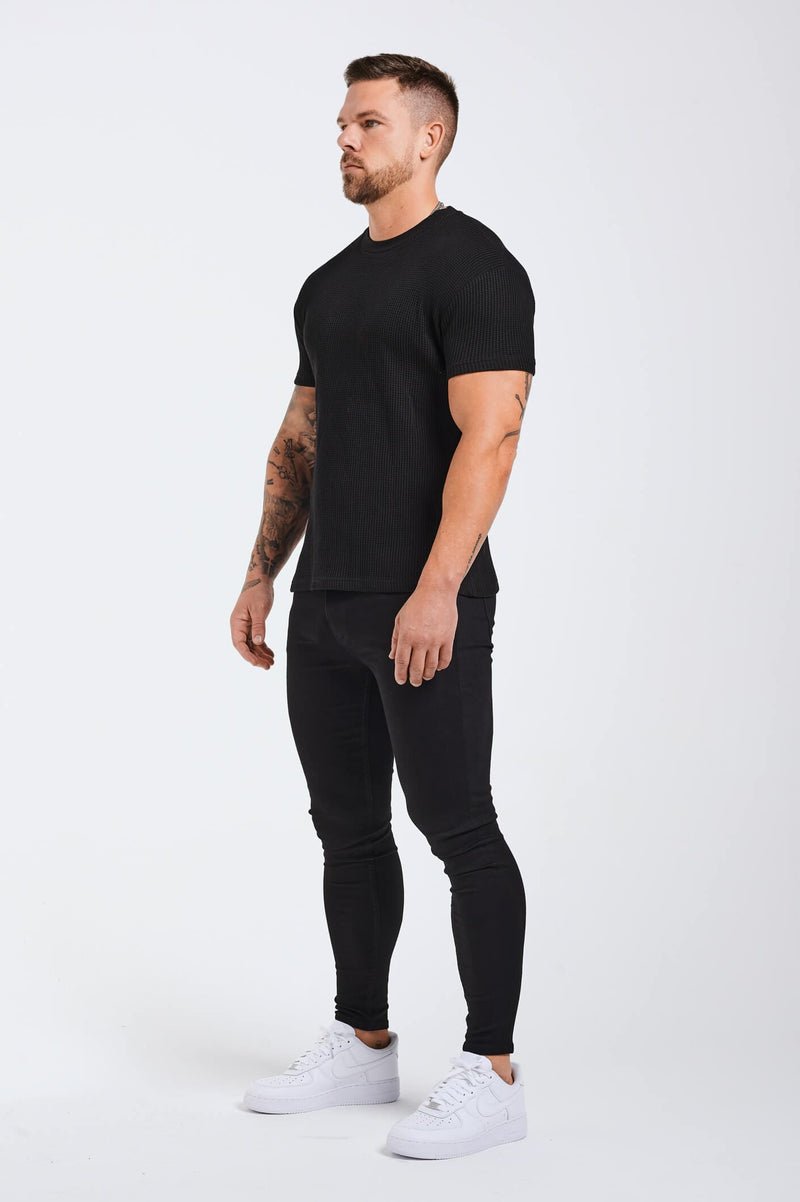 PLEATED T-SHIRT - BLACK