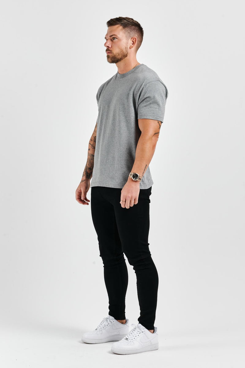 PREMIUM BASICS T-SHIRT (NO LOGO) - DARK GREY MARL