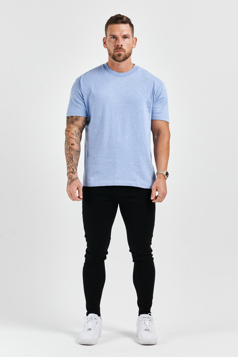 PREMIUM BASICS T-SHIRT (NO LOGO) - LIGHT BLUE MARL