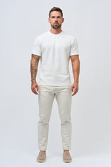 TEXTURED HENLEY TOP - WHITE