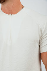 TEXTURED HENLEY TOP - WHITE