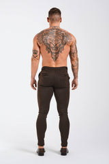 PLAIN STRETCH TROUSER W/SIDE CINCH - TAUPE