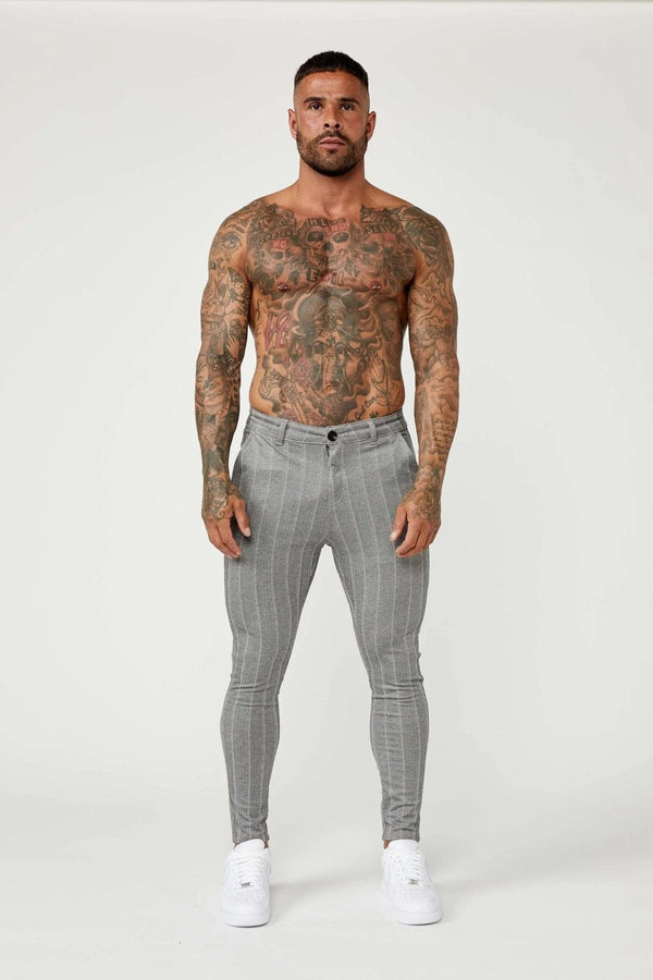 PINSTRIPE TROUSERS - GREY
