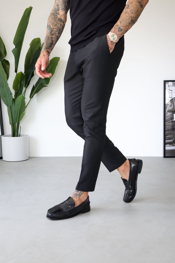 STRETCH WOVEN TROUSER - BLACK