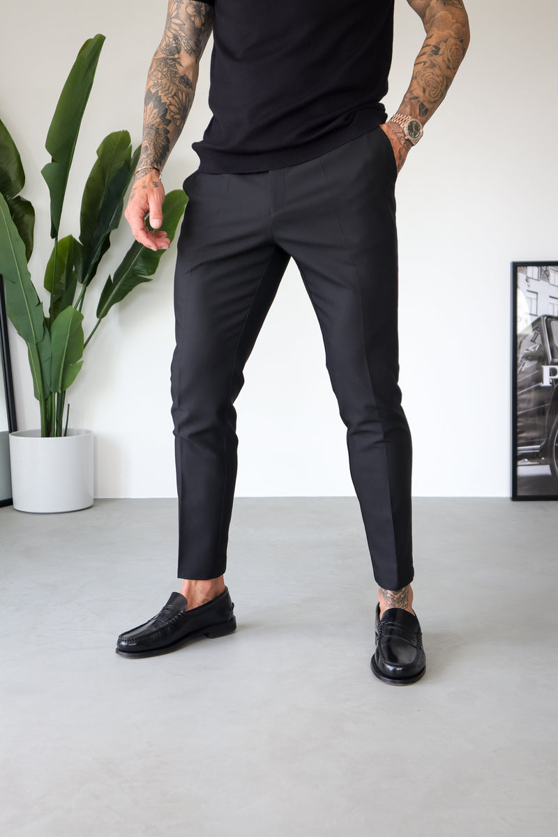 STRETCH WOVEN TROUSER - BLACK
