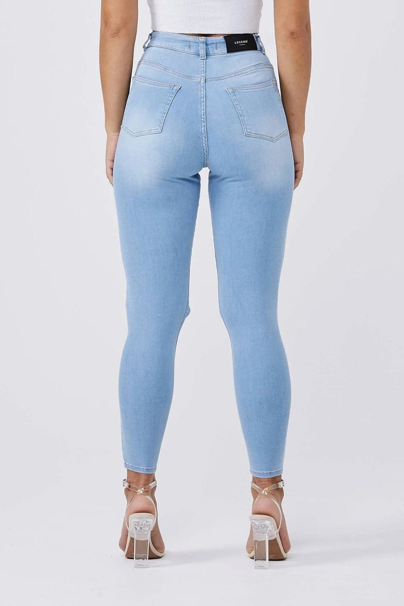 SKINNY JEANS MULTI RIPPED - LIGHT BLUE