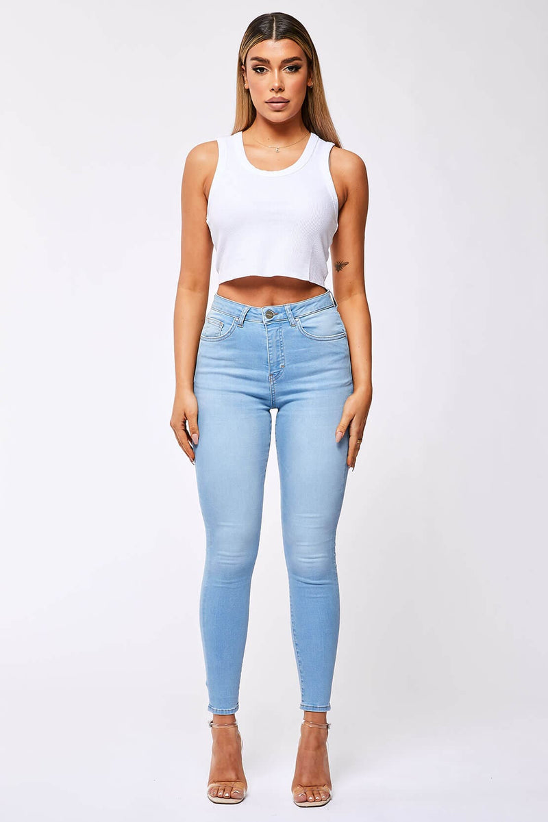 SKINNY JEANS - WASHED PALE BLUE